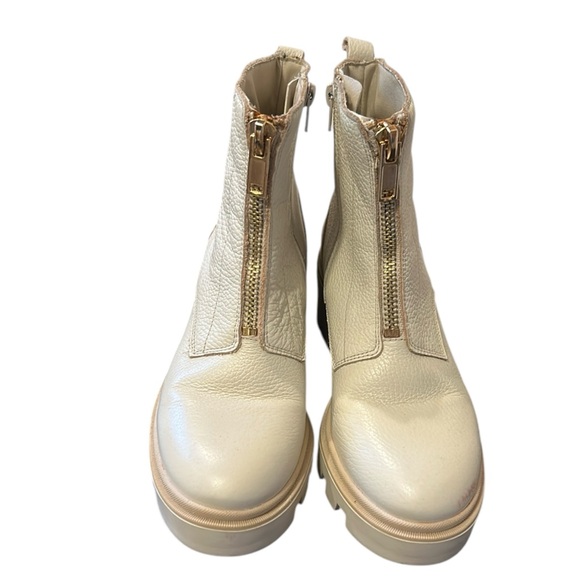 Antonio de Faria Lola Cream Leather Lug Sole Chelsea Boots Size 8 - Picture 4 of 9
